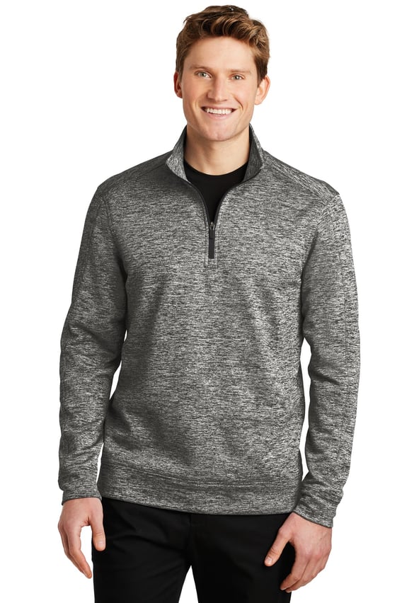 Front view of PosiCharge® Electric Heather Fleece 1/4-Zip Pullover