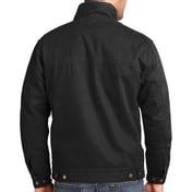 Back view of Washed Duck Cloth Flannel-Lined Work Jacket