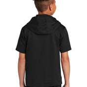 Back view of Youth Sport-Wick ® Fleece Short Sleeve Hooded Pullover