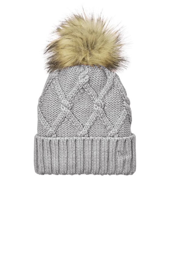Front view of Faux Fur Pom Beanie