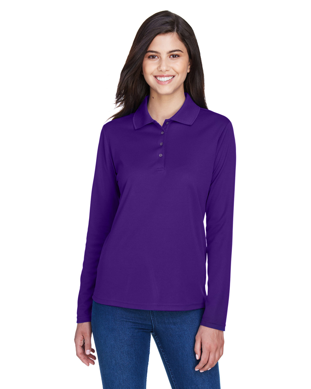 Front view of Ladies’ Pinnacle Performance Long-Sleeve Piqué Polo