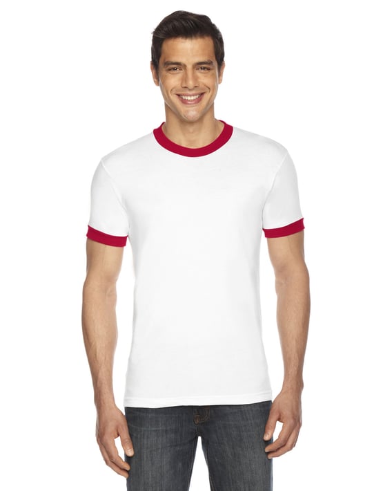 Front view of UNISEX Poly-Cotton Short-Sleeve Ringer T-Shirt