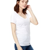 Side view of Ladies’ Made In USA Short-Sleeve V-Neck T-Shirt