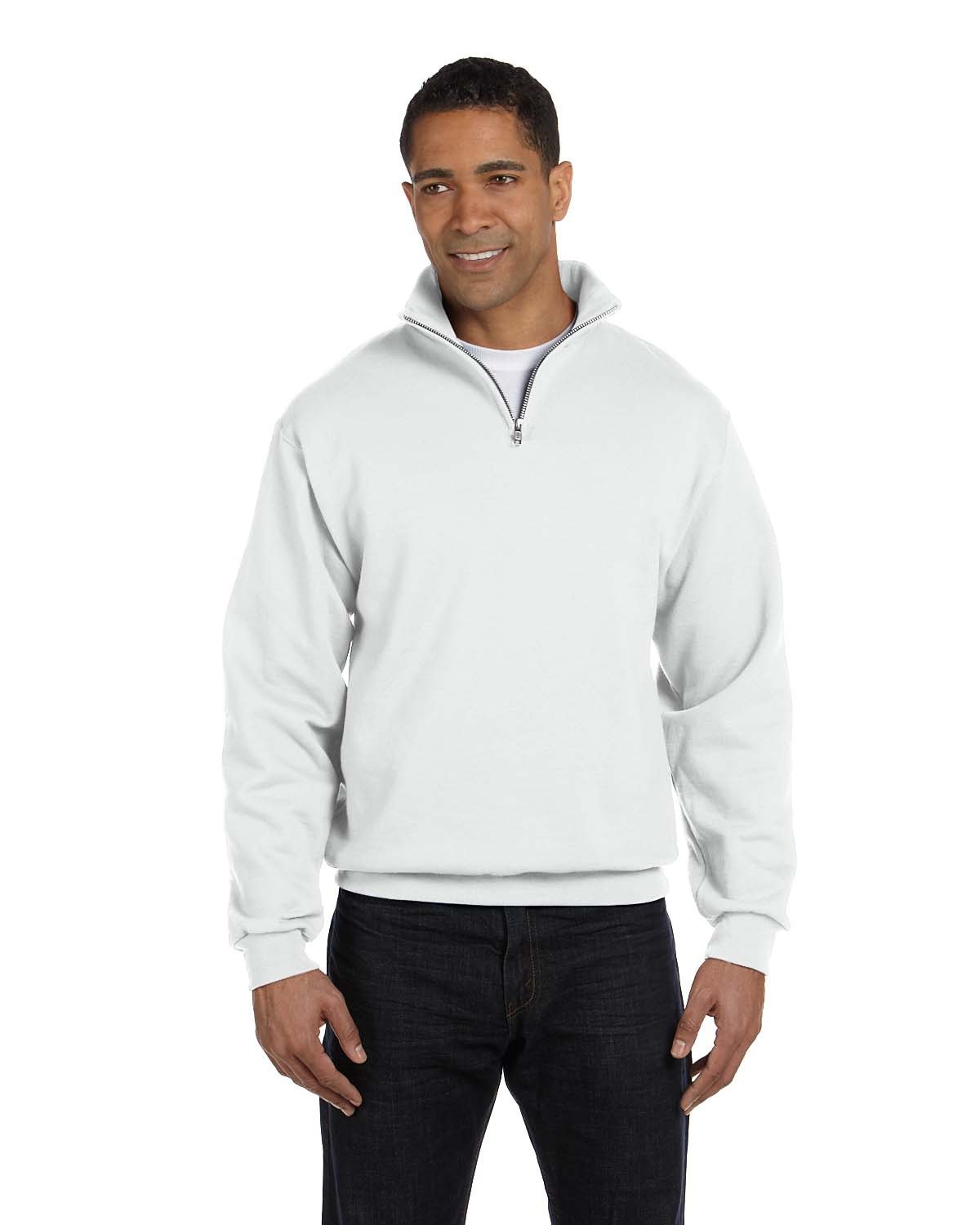 Front view of Adult NuBlend® Quarter-Zip Cadet Collar Sweatshirt