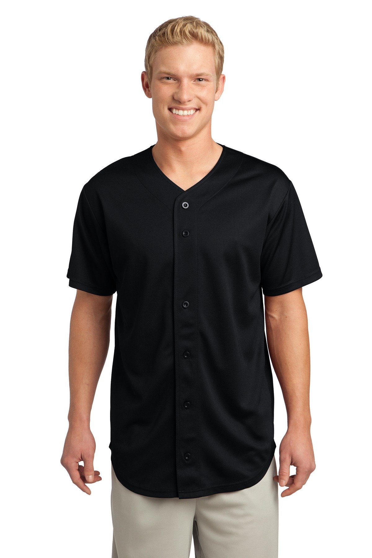 Front view of PosiCharge® Tough Mesh Full-Button Jersey