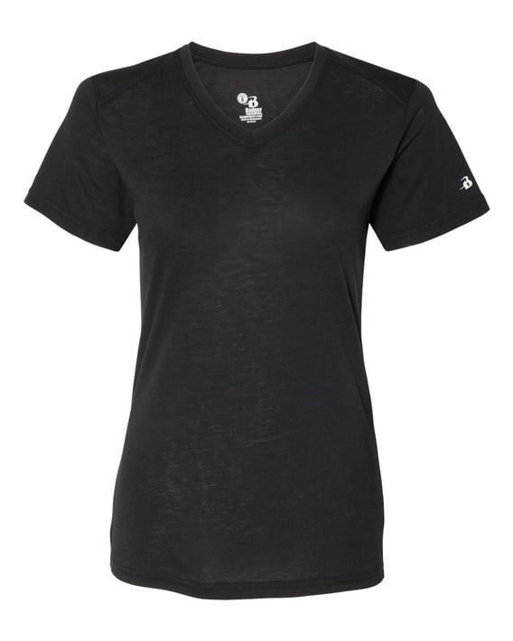 Front view of Women’s Triblend Performance V-Neck Short Sleeve T-Shirt