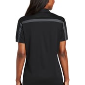 Back view of Ladies Silk Touch Performance Colorblock Stripe Polo