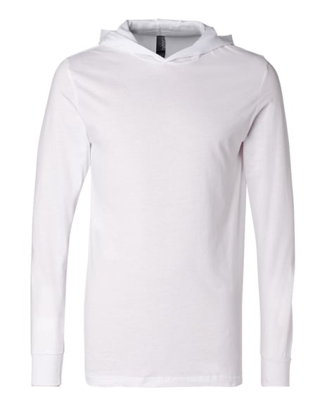 Front view of Jersey Hooded Long Sleeve Tee