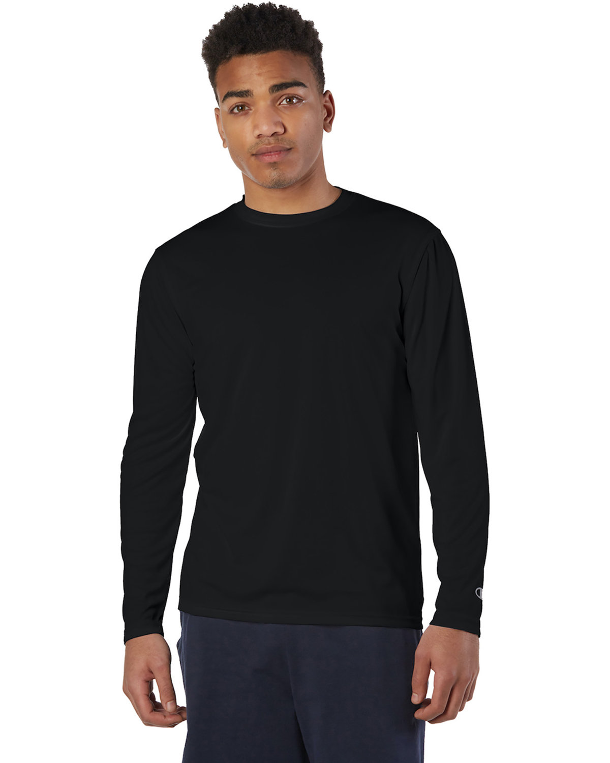 Front view of Adult 4.1 Oz. Double Dry® Long-Sleeve Interlock T-Shirt