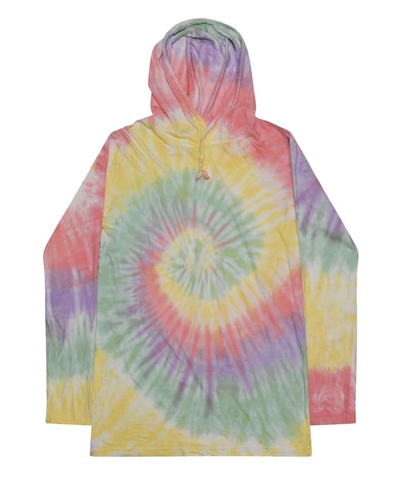 Front view of Tie-Dyed Hooded Long Sleeve T-Shirt