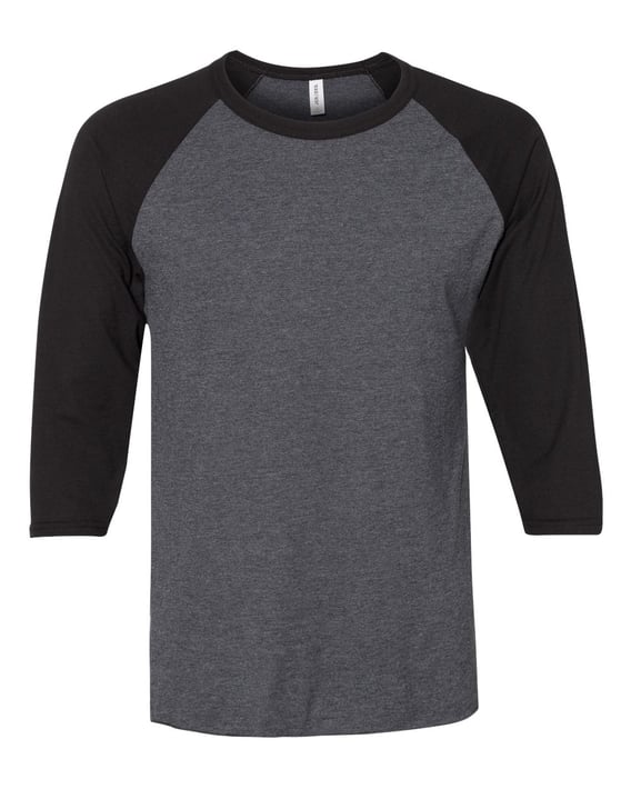 Front view of Premium Blend Ringspun Three-Quarter Sleeve Raglan Baseball T-Shirt