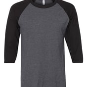 Front view of Premium Blend Ringspun Three-Quarter Sleeve Raglan Baseball T-Shirt