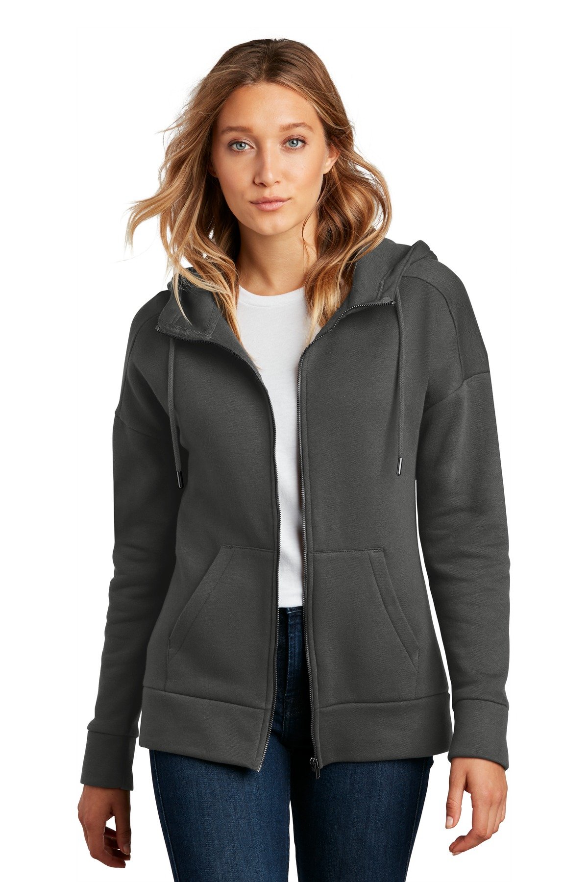 Front view of Women’s Perfect Weight ® Fleece Drop Shoulder Full-Zip Hoodie