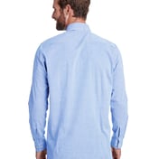 Back view of Men’s Microcheck Gingham Long-Sleeve Cotton Shirt