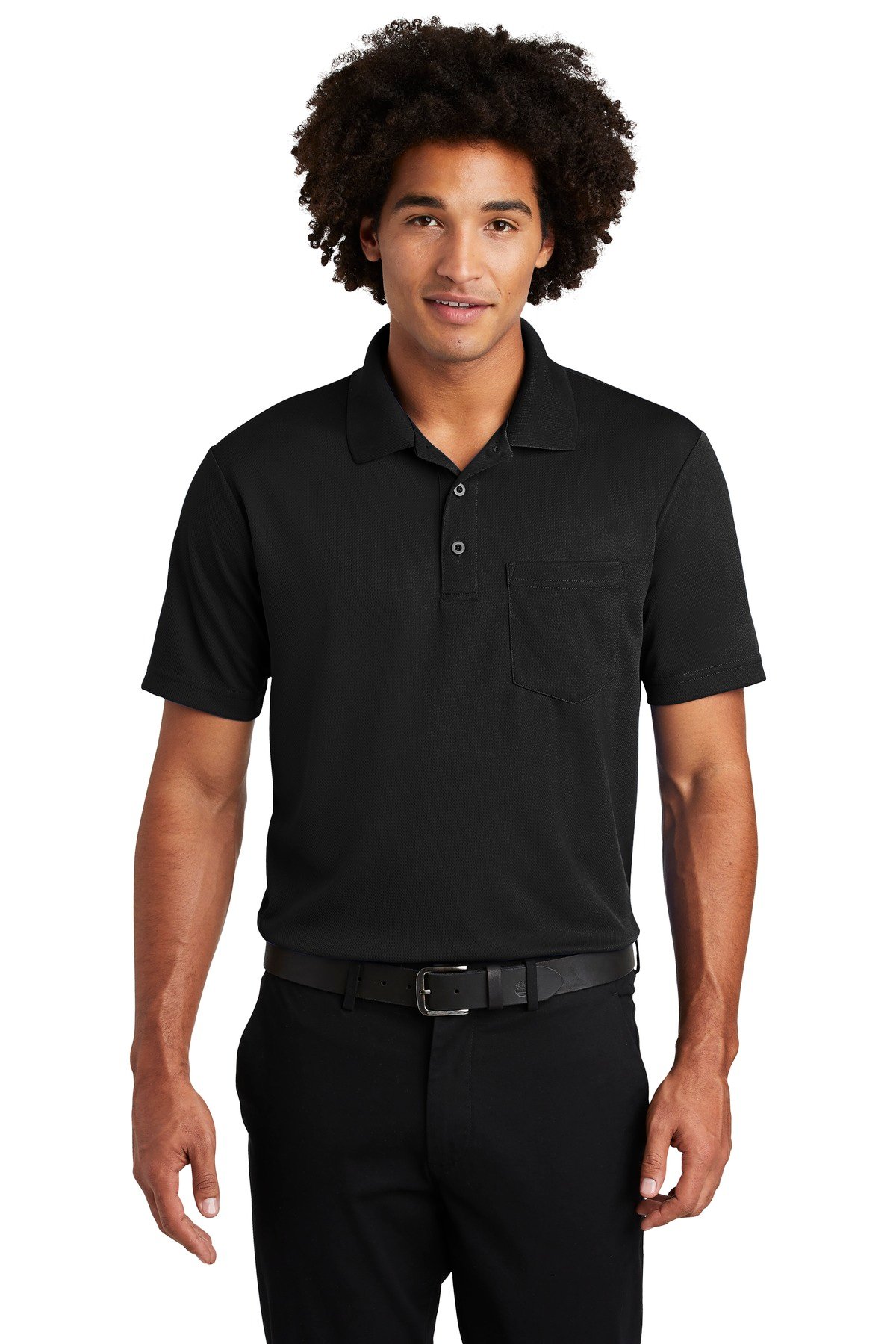 Front view of PosiCharge ® RacerMesh ® Pocket Polo