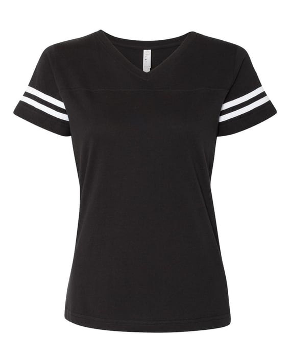 Front view of Women’s Football V-Neck Fine Jersey Tee
