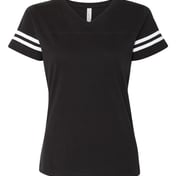 Front view of Women’s Football V-Neck Fine Jersey Tee