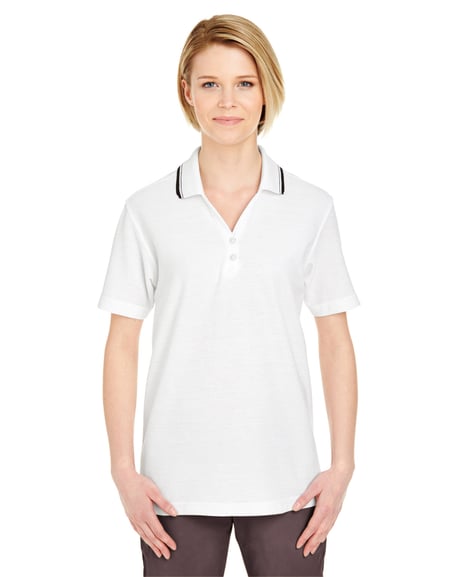 Front view of Ladies' Short-Sleeve Whisper Piqué Polo With Tipped Collar