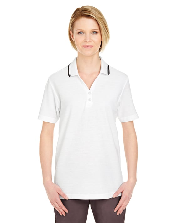 Front view of Ladies’ Short-Sleeve Whisper Piqué Polo With Tipped Collar
