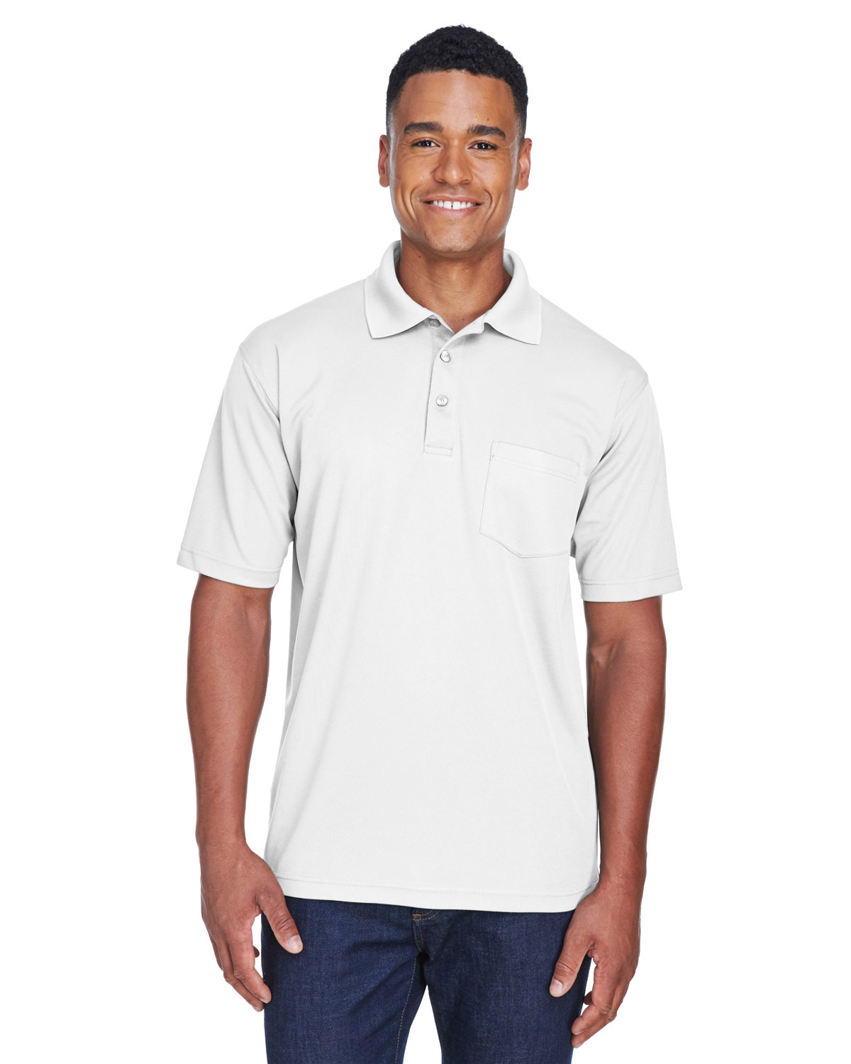 Front view of Adult Cool & Dry Mesh Piqué Polo With Pocket