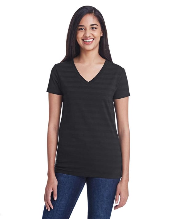 Front view of Women’s Invisible Stripe V-Neck T-Shirt
