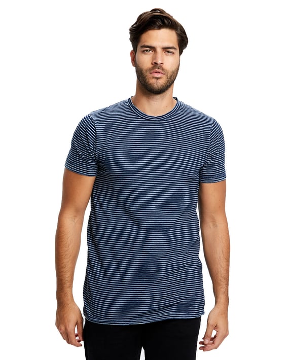 Front view of Men’s 6 Oz. True Indigo Striped Crew