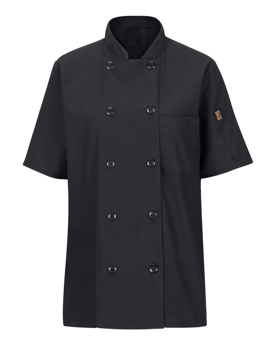 Front view of Women’s Mimix™ Short Sleeve Chef Coat With OilBlok