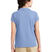 Back view of Girls Silk Touch Peter Pan Collar Polo