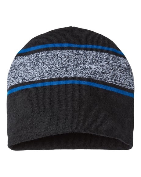 Front view of USA-Made Variegated Striped Beanie