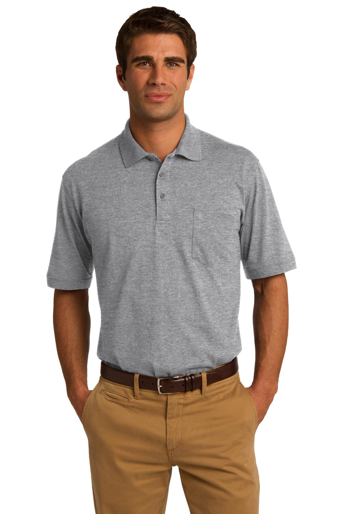 Front view of Core Blend Jersey Knit Pocket Polo