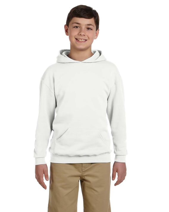 Front view of Youth 8 Oz. NuBlend® Fleece Pullover Hooded Sweatshirt