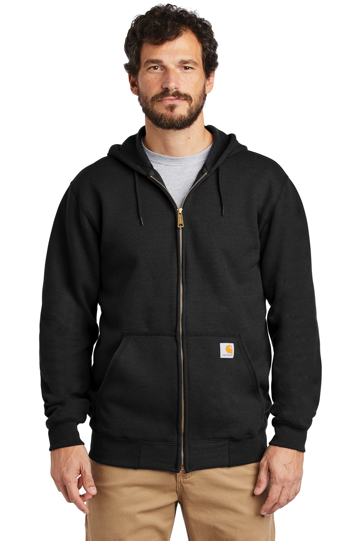 Front view of Midweight Hooded Zip-Front Sweatshirt