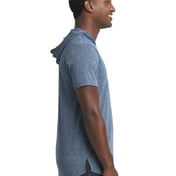 Side view of Unisex Mock Twist Short Sleeve Hoody T-Shirt