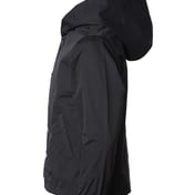 Side view of Youth Water Resistant Hooded Windbreaker Coaches Jacket