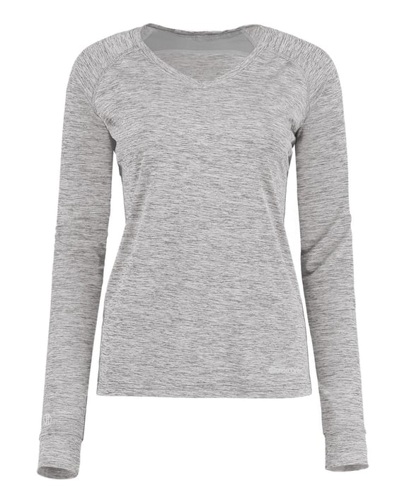 Front view of Women’s Electrify CoolCore® Long Sleeve V-Neck T-Shirt