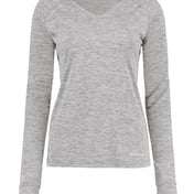 Front view of Women’s Electrify CoolCore® Long Sleeve V-Neck T-Shirt