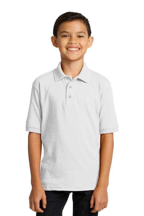Front view of Youth Core Blend Jersey Knit Polo
