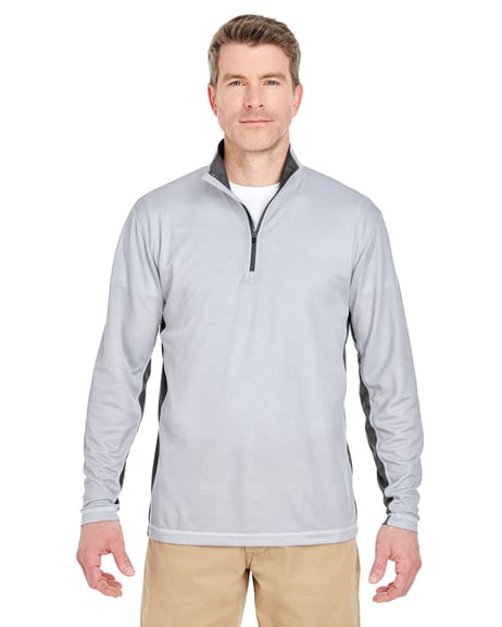 Front view of Adult Two-Tone Keyhole Mesh Quarter-Zip Pullover