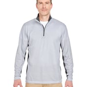 Front view of Adult Two-Tone Keyhole Mesh Quarter-Zip Pullover