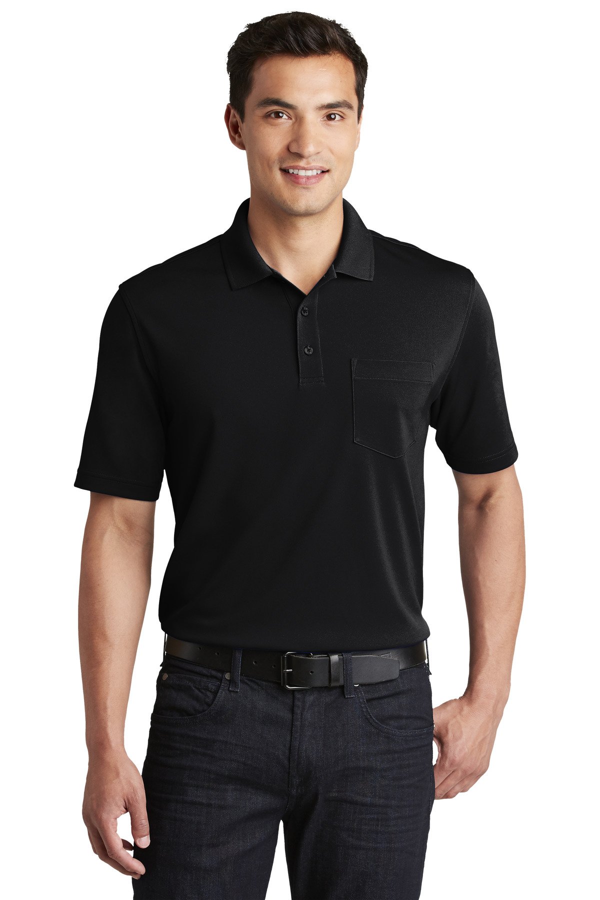 Front view of Dry Zone® UV Micro-Mesh Pocket Polo