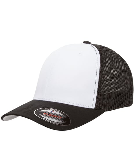 Frontview ofFlexfit Trucker Mesh With White Front Panels Cap