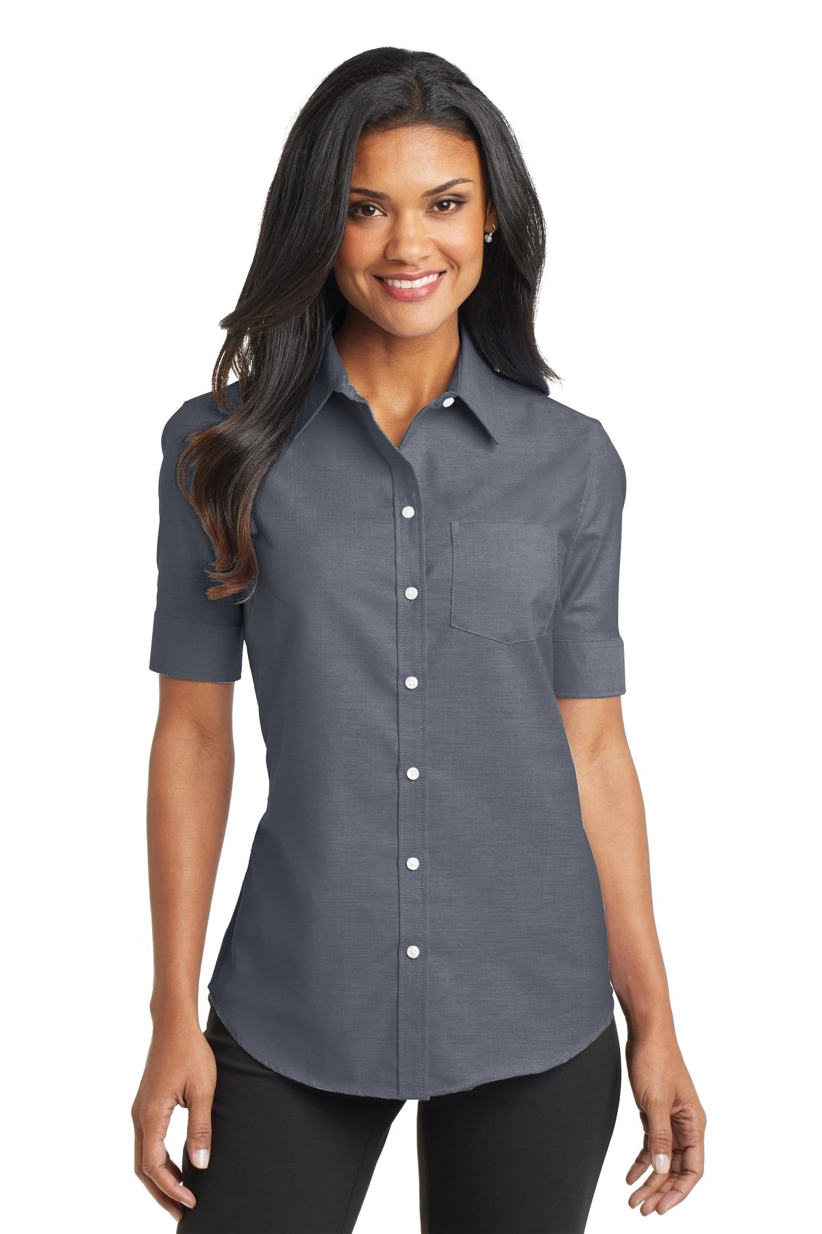 Front view of Ladies Short Sleeve SuperPro Oxford Shirt