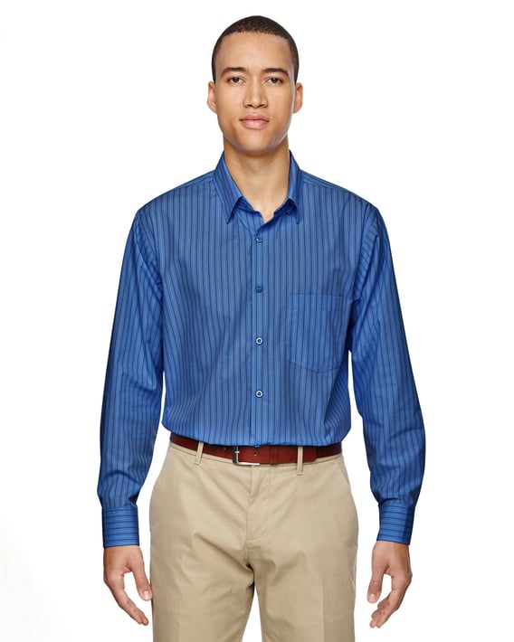 Front view of Men’s Align Wrinkle-Resistant Cotton Blend Dobby Vertical Striped Shirt