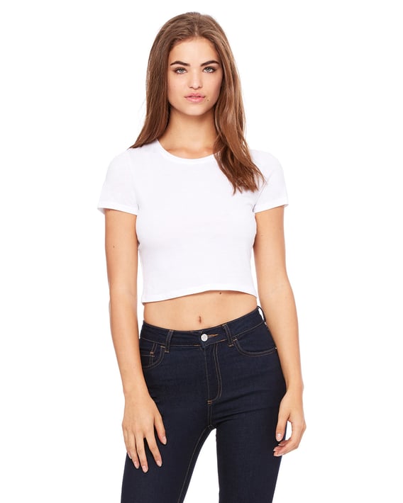 Front view of Ladies’ Poly-Cotton Crop T-Shirt