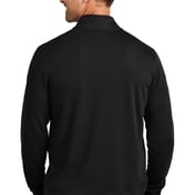 Back view of Textured 1/2-Zip Cover-Up