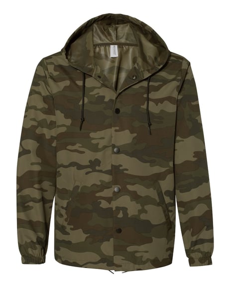 Front view of Water-Resistant Hooded Windbreaker