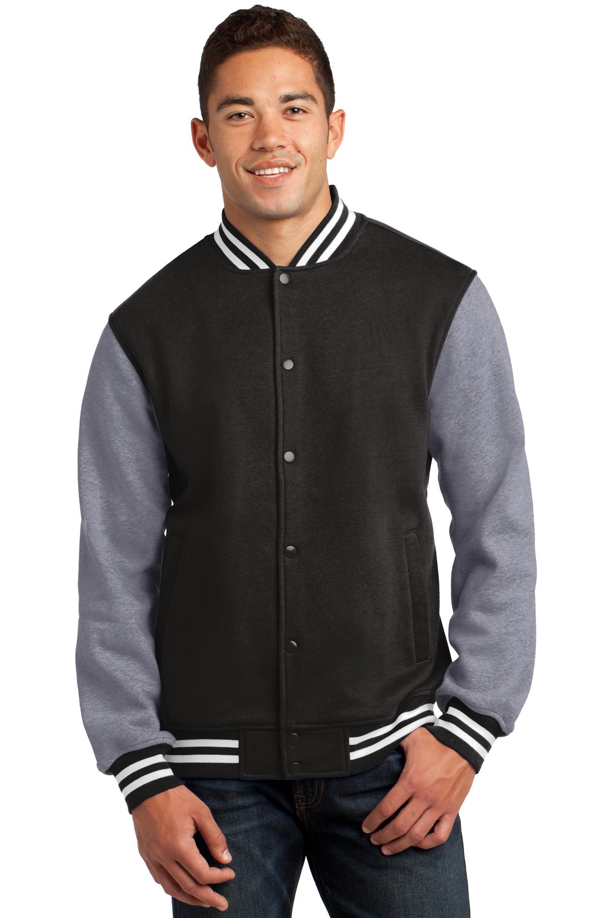 Front view of Fleece Letterman Jacket