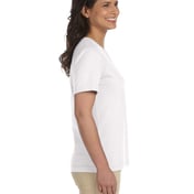 Side view of Ladies’ Premium Jersey V-Neck T-Shirt