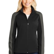 Front view of Ladies Active Colorblock Soft Shell Jacket