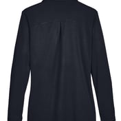 Back view of Women’s CrownLux Performance® Plaited Long Sleeve Polo